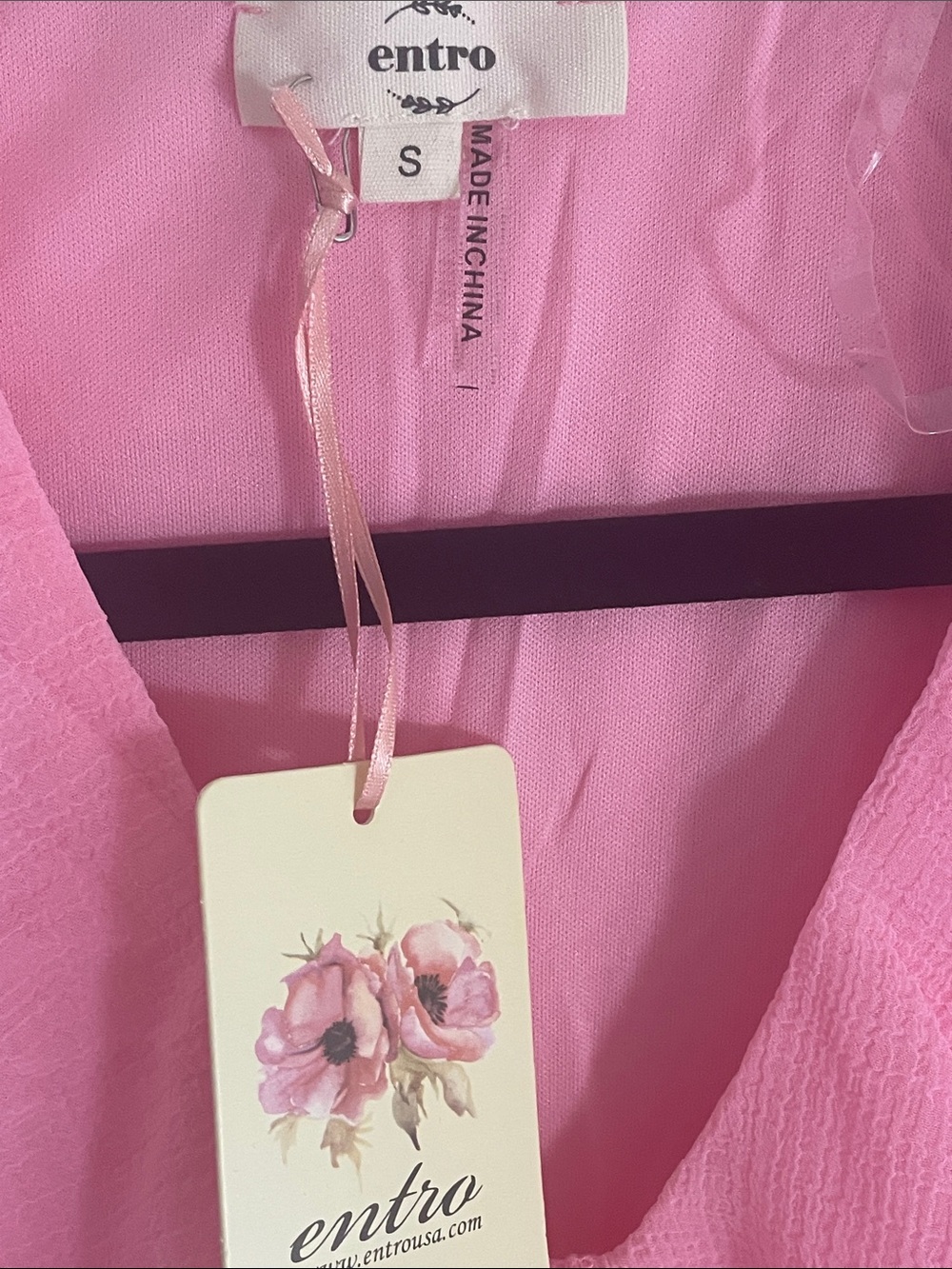 Entro Pink Ruffled V-Neck Blouse - Picture 3 of 6